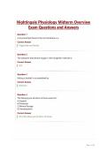 Nightingale Physiology Midterm Overview Exam Questions and Answers