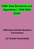 C949 Data Structures and Algorithms I &lpar;WGU&rpar; Exam&colon; Complete Study Guide&comma; Review Notes & Practice Questions PDF