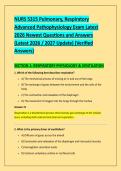 NURS 5315 Pulmonary&comma; Respiratory &NewLine;Advanced Pathophysiology Exam Latest &NewLine;2026 Newest Questions and Answers &NewLine;&lpar;Latest 2026 &sol; 2027 Update&rpar; &lpar;Verified &NewLine;Answers&rpar; 