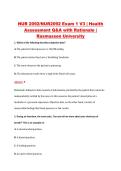 NUR 2092&sol;NUR2092 Exam 1 V3 &vert; Health &NewLine;Assessment Q&A with Rationale &vert; &NewLine;Rasmussen University