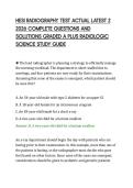 HESI RADIOGRAPHY TEST ACTUAL LATEST 2&NewLine;2026 COMPLETE QUESTIONS AND&NewLine;SOLUTIONS GRADED A PLUS RADIOLOGIC&NewLine;SCIENCE STUDY GUIDE&NewLine;