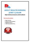 Adult Health Nursing &lpar;Unit 1&rpar; Exam &ndash; High-Yield Questions & Answers with Feedback -20252026 Prep