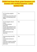 CISSN final Exam Study guide Questions and&NewLine;Answers with Verified Solutions &vert; Latest&NewLine;Updated 2026
