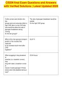 CISSN final Exam Questions and Answers&NewLine;with Verified Solutions &vert; Latest Updated 2026