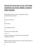 HESI RN EXIT EXAM 2026 ACTUAL TEST PAPER&NewLine;QUESTIONS SOLUTIONS VERIFIED COMPLETE&NewLine;STUDY PACKAGE