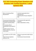 CLC 222 Contracting Exam Questions and&NewLine;Answers with Verified Solutions &vert; Latest&NewLine;Updated 2026