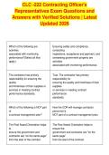 CLC -222 Contracting Officer's&NewLine;Representatives Exam Questions and&NewLine;Answers with Verified Solutions &vert; Latest&NewLine;Updated 2026