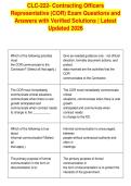 CLC-222- Contracting Officers&NewLine;Representative &lpar;COR&rpar; Exam Questions and&NewLine;Answers with Verified Solutions &vert; Latest&NewLine;Updated 2026