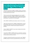 Primerica Life Insurance State Exam 2026&NewLine;Question and Answer &vert; Newest Previously&NewLine;Tested Scripts &vert; Verified Solutions &vert; A&plus;&NewLine;Verified