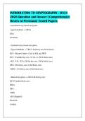 INTRODUCTION TO CRYPTOGRAPHY - D334&NewLine;2026 Question and Answer &vert; Comprehensive&NewLine;Review of Previously Tested Papers&NewLine;