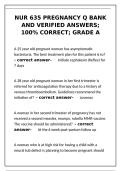 NUR 635 Pregnancy Q Bank and Verified Answers &lpar;100&percnt; Correct&rpar; Grade A&NewLine;