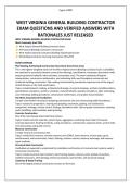 WEST VIRGINIA GENERAL BUILDING CONTRACTOR EXAM QUESTIONS AND VERIFIED ANSWERS WITH RATIONALES JUST RELEASED&period;pdf&NewLine;&NewLine;
