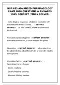 NUR 635 Advanced Pharmacology Exam 2026 Questions & Answers 100&percnt; Correct &lpar;Fully Solved&rpar;&NewLine;