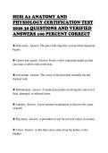 HESI A2 ANATOMY AND&NewLine;PHYSIOLOGY CERTIFICATION TEST&NewLine;2026 30 QUESTIONS AND VERIFIED&NewLine;ANSWERS 100 PERCENT CORRECT&NewLine;
