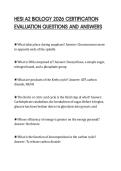 HESI A2 BIOLOGY 2026 CERTIFICATION&NewLine;EVALUATION QUESTIONS AND ANSWERS&NewLine;