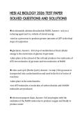 HESI A2 BIOLOGY 2026 TEST PAPER&NewLine;SOLVED QUESTIONS AND SOLUTIONS&NewLine;