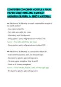 COMPUTER CONCEPTS MODULE 8 FINAL&NewLine;PAPER QUESTIONS AND CORRECT&NewLine;ANSWERS GRADED A&plus; STUDY MATERIAL