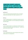 COMPUTER CONCEPTS MODULE 8&NewLine;UPDATED ACTUAL QUESTIONS AND&NewLine;CORRECT ANSWERS COMPLETE STUDY&NewLine;GUIDE