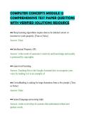 COMPUTER CONCEPTS MODULE 12&NewLine;COMPREHENSIVE TEST PAPER QUESTIONS&NewLine;WITH VERIFIED SOLUTIONS RESOURCE