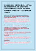 HESI MENTAL HEALTH EXAM ACTUAL EXAM 2026 UPDATE QUESTIONS AND CORRECT VERIFIED ANSWERS ALREADY GRADED A&plus; &lpar;BRAND NEW VISION&rpar;
