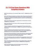 CJ 115 Final Exam Questions With Complete Answers