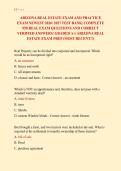 ARIZONA REAL ESTATE EXAMS LATEST 2026 PACKAGE DEAL&vert; DIFFERENT VERSIONS WITH COMPLETE REAL EXAM QUESTIONS AND CORRECT VERIFIED ANSWERS&sol; ALREADY GRADED A&plus;&vert; ARIZONA REAL ESTATE EXAM PREP &lpar;MOST RECENT EXAMS&excl;&excl;&rpar; 