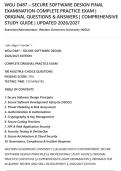 WGU D487 SECURE SOFTWARE DESIGN exams package with  ACCURATE AND FREQUENTLY TESTED QUESTIONS AND 100&percnt; CORRECT ANSWERS&vert;&vert; LATEST AND COMPLETE UPDATE WITH EXPERT VERIFIED SOLUTIONS&vert;&vert; SURE PASS