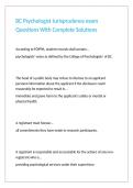 BC Psychologist Jurisprudence exam Questions With Complete Solutions