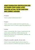 APMP FOUNDATION CERTIFICATION END&NewLine;OF COURSE STUDY GUIDE LATEST&NewLine;UPDATED ACTUAL TESTED QUESTIONS&NewLine;AND CORRECT ANSWERS