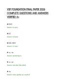 VSP FOUNDATION FINAL PAPER 2026&NewLine;COMPLETE QUESTIONS AND ANSWERS&NewLine;VERIFIED A&plus;