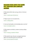 WALMART FOOD SAFETY TEST PAPER&NewLine;FULL QUESTIONS AND COMPLETE&NewLine;ANSWERS
