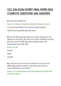 CLC 056 EXAM SCRIPT FINAL PAPER 2026&NewLine;COMPLETE QUESTIONS AND ANSWERS
