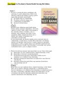 Updated&sol;Latest Psychiatric Mental Health Nursing 9th Edition by Sheila L Videbeck 2025&ndash;2026 Comprehensive Test Bank Questions and Answers for Mental Health Nursing Examination Preparation Psychiatric Nursing Therapeutic Communication Clinical Judgment and
