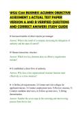 WGU C201 BUSINESS ACUMEN OBJECTIVE&NewLine;ASSESSMENT 2 ACTUAL TEST PAPER&NewLine;VERSION A AND B VERIFIED QUESTIONS&NewLine;AND CORRECT ANSWERS STUDY GUIDE