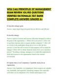 WGU C483 PRINCIPLES OF MANAGEMENT&NewLine;EXAM REVIEW SOLVED QUESTIONS&NewLine;VERIFIED RATIONALES TEST BANK&NewLine;COMPLETE ANSWERS GRADED A&plus;