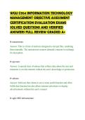 WGU C954 INFORMATION TECHNOLOGY&NewLine;MANAGEMENT OBJECTIVE ASSESSMENT&NewLine;CERTIFICATION EVALUATION EXAMS&NewLine;SOLVED QUESTIONS AND VERIFIED&NewLine;ANSWERS FULL REVIEW GRADED A&plus;
