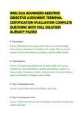 WGU D251 ADVANCED AUDITING&NewLine;OBJECTIVE ASSESSMENT TERMINAL&NewLine;CERTIFICATION EVALUATION COMPLETE&NewLine;QUESTIONS WITH FULL SOLUTION&NewLine;ALREADY PASSED