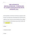 FIRE APPARATUS&NewLine;DRIVER&sol;OPERATOR - PUMPER END&NewLine;OF COURSE EXAM QUESTIONS WITH&NewLine;ANSWERS 2026