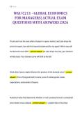 WGU C211 - GLOBAL ECONOMICS&NewLine;FOR MANAGERS&vert; ACTUAL EXAM&NewLine;QUESTIONS WITH ANSWERS 2026