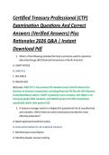 Certified Treasury Professional &lpar;CTP&rpar; &NewLine;Examination Questions And Correct &NewLine;Answers &lpar;Verified Answers&rpar; Plus &NewLine;Rationales 2026 Q&A &vert; Instant &NewLine;Download Pdf 