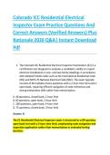 Colorado ICC Residential Electrical &NewLine;Inspector Exam Practice Questions And &NewLine;Correct Answers &lpar;Verified Answers&rpar; Plus &NewLine;Rationale 2026 Q&A&vert; Instant Download &NewLine;Pdf