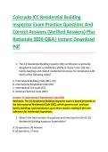 Colorado ICC Residential Building &NewLine;Inspector Exam Practice Questions And &NewLine;Correct Answers &lpar;Verified Answers&rpar; Plus &NewLine;Rationale 2026 Q&A&vert; Instant Download &NewLine;Pdf 