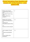 Clinical Calculations Exam Questions and&NewLine;Answers with Verified Solutions &vert; Latest&NewLine;Updated 2026