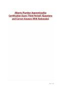 Alberta Plumber Apprenticeship Certification Exam &lpar;Third Period&rpar; &lpar;Questions and Correct Answers With Rationales&rpar;