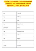 Clinical Calculations Conversions Exam&NewLine;Questions and Answers with Verified&NewLine;Solutions &vert; Latest Updated 2026