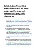 Dental Assisting National Board &NewLine;Examination Questions And Correct &NewLine;Answers &lpar;Verified Answers&rpar; Plus &NewLine;Rationales 2026 Q&A &vert; Instant &NewLine;Download Pdf 