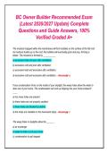 BC Owner Builder Recommended Exam&NewLine;&lpar;Latest 2026&sol;2027 Update&rpar; Complete&NewLine;Questions and Guide Answers&comma; 100&percnt;&NewLine;Verified Graded A&plus;
