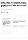 General Biology Final- Fortis College RN EXAM Questions and Answers &lpar;latest version verified for accuracy&rpar; &vert; 20262027 Latest&excl;&excl; &lpar;Verified Answers&rpar; Study Guide&NewLine;&NewLine;