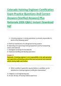 Colorado Hoisting Engineer Certification &NewLine;Exam Practice Questions And Correct &NewLine;Answers &lpar;Verified Answers&rpar; Plus &NewLine;Rationale 2026 Q&A&vert; Instant Download &NewLine;Pdf  
