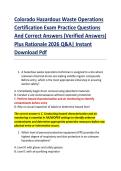 Colorado Hazardous Waste Operations &NewLine;Certification Exam Practice Questions &NewLine;And Correct Answers &lpar;Verified Answers&rpar; &NewLine;Plus Rationale 2026 Q&A&vert; Instant &NewLine;Download Pdf